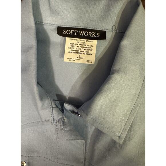 SOFT WORKS Women’s Button Up Sleeveless Shirt Vest Blue Size:8 - Picture 4 of 6
